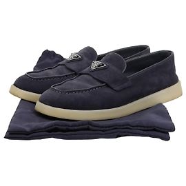 Prada Mocasín con logo triangular Tamaño Azul