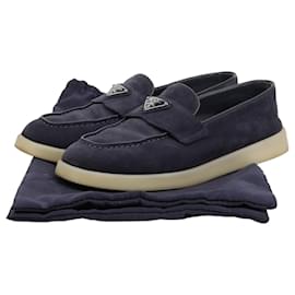 Prada Triangular Logo Loafer Size Blue