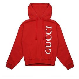 Gucci Kapuzenpullover mit Logo-Print Rot