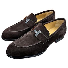 Hermès Honor Paris Buckle Loafer Suede Brown Silver Brown