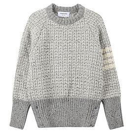 Thom Browne Pull à col rond avec manches à couture Marron