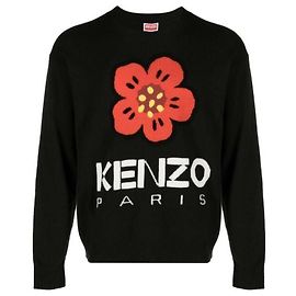 Kenzo Wollpullover mit Blumen Schwarz