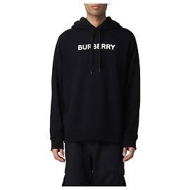 Burberry Sudadera de algodón con estampado de logo Negro