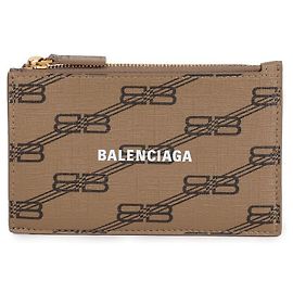 Balenciaga Monogram Zipper Cardholder Brown