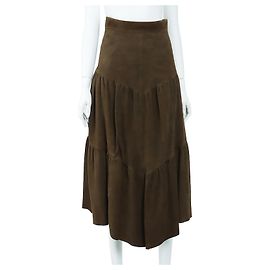 Saia de couro Saint Laurent Marrom
