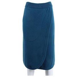 Saia de cashmere Hermès com faixa Azul