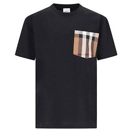 Burberry Kariertes Baumwoll-T-Shirt mit Tasche Rot
