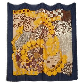 Céline Sciarpa/foulard Celine con stampa in navy e multicolore in lana e seta per donne. Multicolore