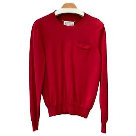 Maison Martin Margiela Roter Baumwollstrick mit Tasche Rot