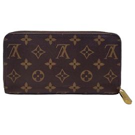 Louis Vuitton Cartera larga para mujer con chip Castaño