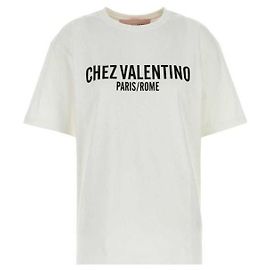 Valentino Camiseta de algodão jersey estampada Branco