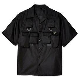 Prada Camicia a maniche corte in nylon Nero