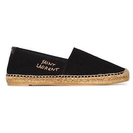 Saint Laurent Embroidered Logo Espadrille Black