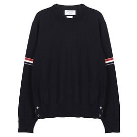 Thom Browne Pull en intarsia à col rond Bleu