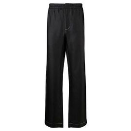 Prada Silk Slip-On Straight Pants Black
