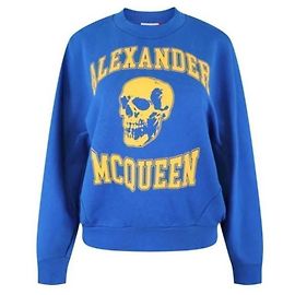Alexander Mcqueen Pullover mit Totenkopf-Print Blau