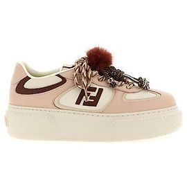 Fendi Leather Low-Top Platform Chunky Sneakers Pink