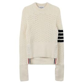Thom Browne Wool Pointelle Pullover Women’s Knit White