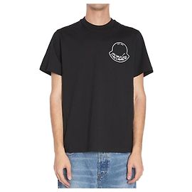 Moncler Camiseta de algodón con estampado de logo Negro