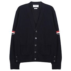 Thom Browne Gestreifter Virgin Wool Cardigan Blau