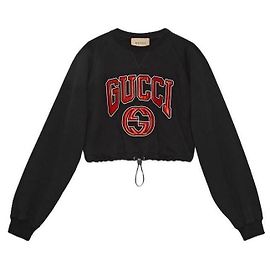 Gucci Bestickter Jersey-Sweatshirt Schwarz