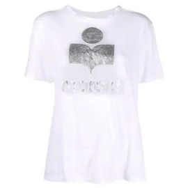 Isabel Marant Leinen T-Shirt mit kurzen Ärmeln Weiß