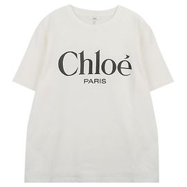 Chloé Camiseta oversized de jersey de algodão com logo Branco
