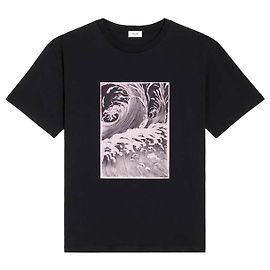 Céline Camiseta Loose Wave en Jersey de Algodón Negro