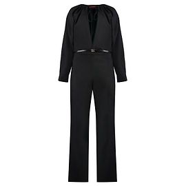Gucci Belted Wool Jumpsuit Black