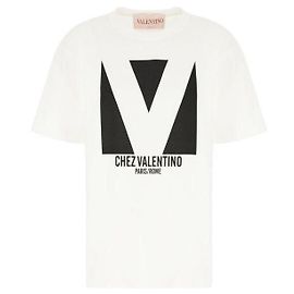 Valentino Camiseta de algodão jersey estampada Branco