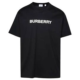 Burberry Logo Baumwoll-T-Shirt mit kurzen Ärmeln Schwarz