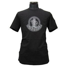 Moncler Camiseta de algodão com estampa de logo desbotado Preto