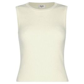 Céline Top sem mangas em lã listrada Branco
