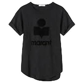Isabel Marant Leinen T-Shirt mit Logo Schwarz
