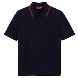 Gucci Seiden-Baumwoll-Polohemd Blau