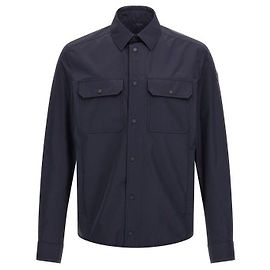 Moncler Leather Logo Patch Shirt Blue