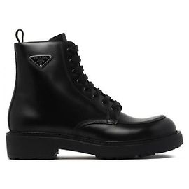 Prada Bottes en cuir brossé Noir