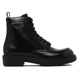 Prada Brushed Leather Boots Black