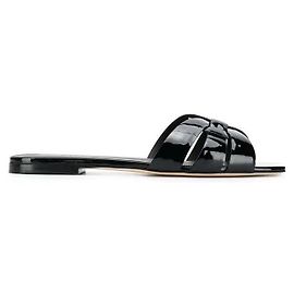 Saint Laurent Tribute Flat Mule Patent Leather Black