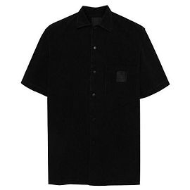 Givenchy Camisa de algodón de manga corta con parche de logo Negro