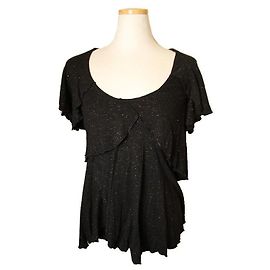 Isabel Marant Top con volantini in glitter nero e oro Nero