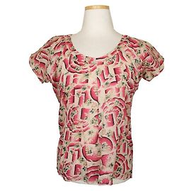 Marni Shirred Baumwolltop mit mehrfarbigem Blumenmuster Rot