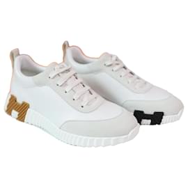 Hermès Tênis Bouncing Couro Branco Branco
