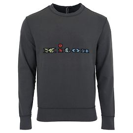 Kiton GRAUEN SWEATSHIRT MIT MULTIFARBIGEM BESTICKTEM LOGO Braun