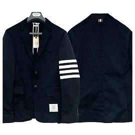 Thom Browne Diagonal Stripe Bar Unconstructed Single Classic Jacket Navy Blue