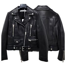 Acne Leather Biker Jacket Black Black