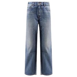Céline Jeans bootcut in cotone lavato Blu