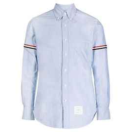 Thom Browne Camicia classica in cotone Oxford con bracciale Blu