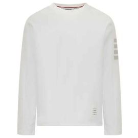 Thom Browne Langarm-T-Shirt aus Baumwolle Weiß