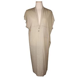 Isabel Marant Robe sans manches en lin gris clair Marron
